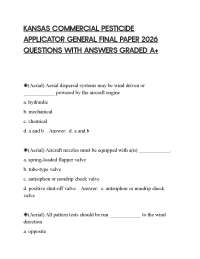 KANSAS COMMERCIAL PESTICIDE APPLICATOR GENERAL FINAL PAPER 2026 QUESTIONS WITH ANSWERS GRA