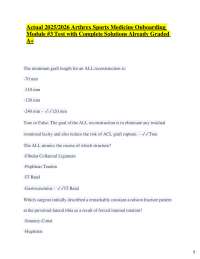 Actual 2025/2026 Arthrex Sports Medicine Onboarding Module #3 Test with Complete Solutions