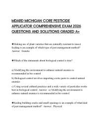 MDARD MICHIGAN CORE PESTICIDE APPLICATOR COMPREHENSIVE EXAM 2026 QUESTIONS AND SOLUTIONS G