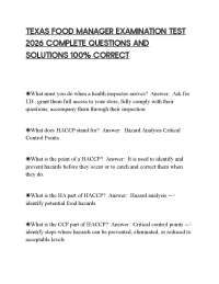TEXAS FOOD MANAGER EXAMINATION TEST 2026 COMPLETE QUESTIONS AND SOLUTIONS 100% CORRECT