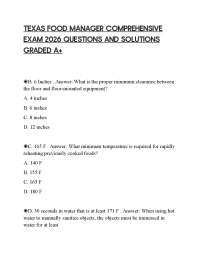 TEXAS FOOD MANAGER COMPREHENSIVE EXAM 2026 QUESTIONS AND SOLUTIONS GRADED A+
