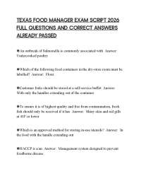 TEXAS FOOD MANAGER EXAM SCRIPT 2026 FULL QUESTIONS AND CORRECT ANSWERS ALREADY PASSED