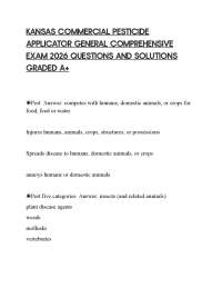 KANSAS COMMERCIAL PESTICIDE APPLICATOR GENERAL COMPREHENSIVE EXAM 2026 QUESTIONS AND SOLUT