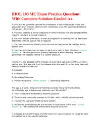 BIOL 103 MC Exam Practice Questions with Solutions
