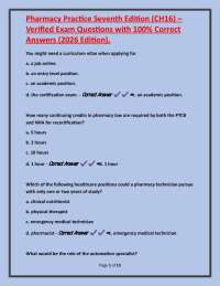 Pharmacy Practice Seventh Edition (CH16) – Verified Exam Questions with 100% Correct Answe