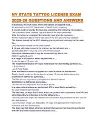 NY STATE TATTOO LICENSE EXAM 2025-26 QUESTIONS AND ANSWERS