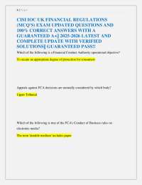 CISI IOC UK FINANCIAL REGULATIONS (MCQ'S) EXAM UPDATED QUESTIONS AND 100% CORRECT ANSWER