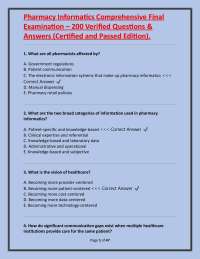 Pharmacy Informatics Comprehensive Final Examination: 200 Verified Questions & Answers