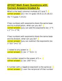 AFOQT Math Exam Questions with Correct Answers