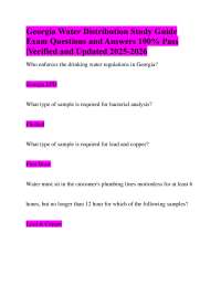 Georgia Water Distribution Study Guide Exam Questions and Answers 100% Pass |Verified