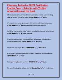 Pharmacy Technician EXCPT Certification Practice Exam with Verified Answers