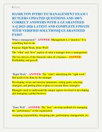 Management Exam 1: Questions and Answers
