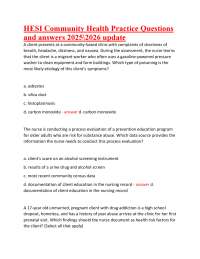 Community Health Practice Questions and Answers for Nursing Students