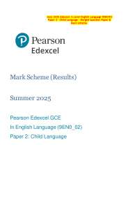 June 2025 Edexcel: A Level English Language 9EN0/02 Paper 2 – Child Language – Merged Ques