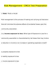 Risk Management CMCA Test Preparation: Questions and Answers