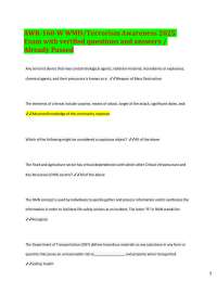 WMD and Terrorism Awareness Exam: Questions and Answers