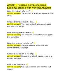 AFOQT - Reading Comprehension Exam Questions with Verified Answers