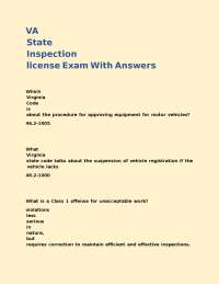 Virginia Motor Vehicle Inspection Exam with Answers
