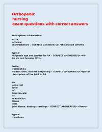 Orthopedic Nursing Exam Questions and Answers