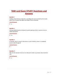 TAM card Exam STUDY Questions and Answers.