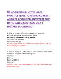 Ohio Commercial Driver Exam Practice Questions and Answers 2025-2026