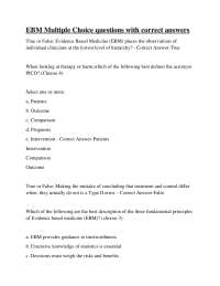 EBM Multiple Choice Questions and Answers