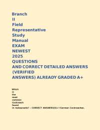 Branch II Field Representative Study Manual EXAM NEWEST 2025 QUESTIONS AND CORRECT DETAILE