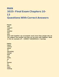 Management Final Exam Questions and Answers