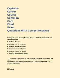 Military Decision Making Process Exam Questions with Verified Answers