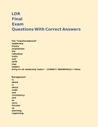 Leadership Theories Final Exam Questions and Answers