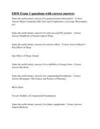 EBM Exam 1: Essential Tertiary Sources for Drug Information