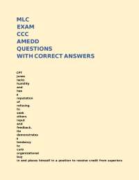MLC Exam Questions with Correct Answers: Army Leadership and Operations