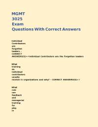 MGMT Exam Questions with Correct Answers
