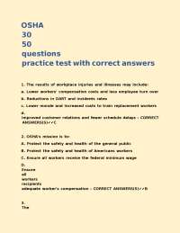 OSHA Safety Practice Test Questions with Correct Answers