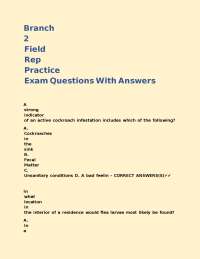Pest Control Exam Questions with Answers