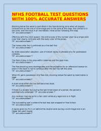 NFHS Football Rules Test Questions and Answers