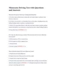 Minnesota Driving Test with Questions and Answers