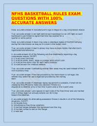NFHS Basketball Rules Exam: Questions and Answers