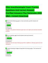 Anesthesiology Exam Practice Questions and Answers 2026