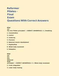 Pilates Final Exam Questions and Answers