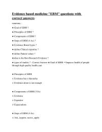 Evidence-Based Medicine (EBM) Key Concepts: Questions and Answers