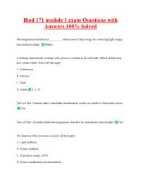 Biod 171 Exam Questions and Answers: Module 1