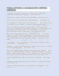 Public Affairs Exam 5 with Verified Answers - Prof. Shawn