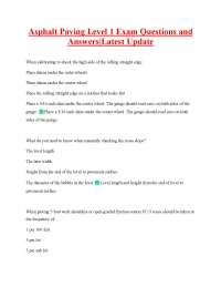 Asphalt Paving Level 1 Exam: Questions and Answers