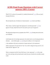 Animal Domestication: ACBS Final Exam Questions and Answers