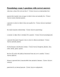 Parasitology Exam 1: Questions and Answers