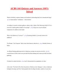 Animal Domestication: Quizzes and Answers for ACBS 160