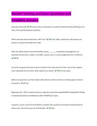 Alcohol Server Training Exam Questions and Answers