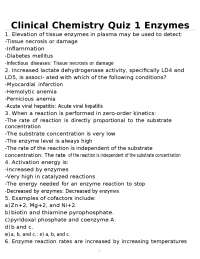 Clinical Chemistry Enzymes Quiz: Practice Questions and Answers