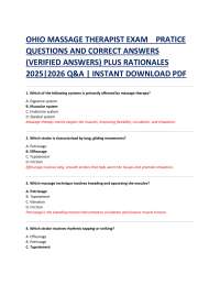 Ohio Massage Therapist Exam Practice Questions and Answers 2025-2026